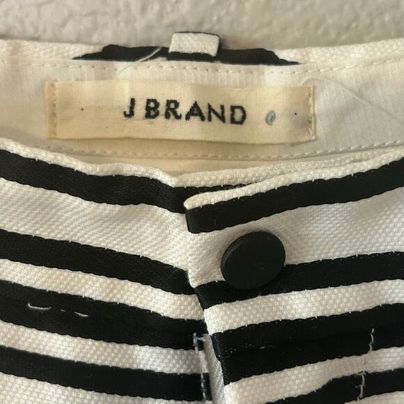 J Brand Caldwell linen blend black striped wide leg high rise crop pants size 8 - Picture 4 of 7